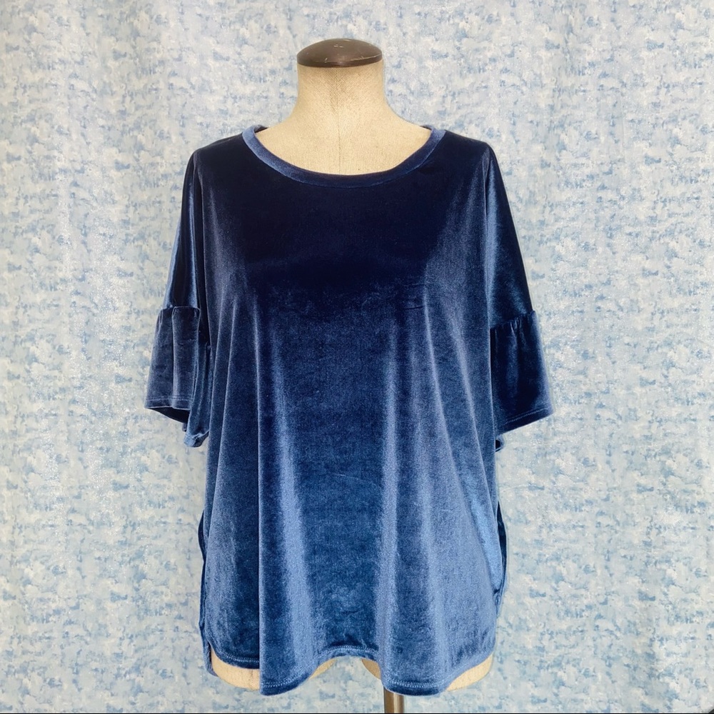 Elegant Blue Velvet Blouse